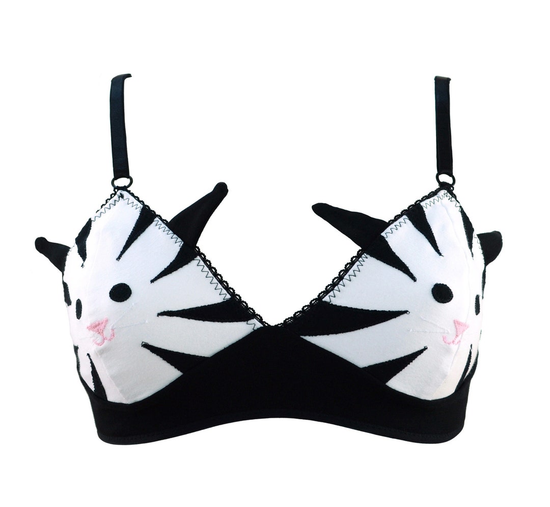 Kitty Cat Face Bra With Ears Lingerie 