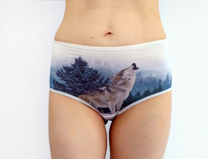 Panties with a Wolf in the Forest Landscape Lingerie Underwear image 1