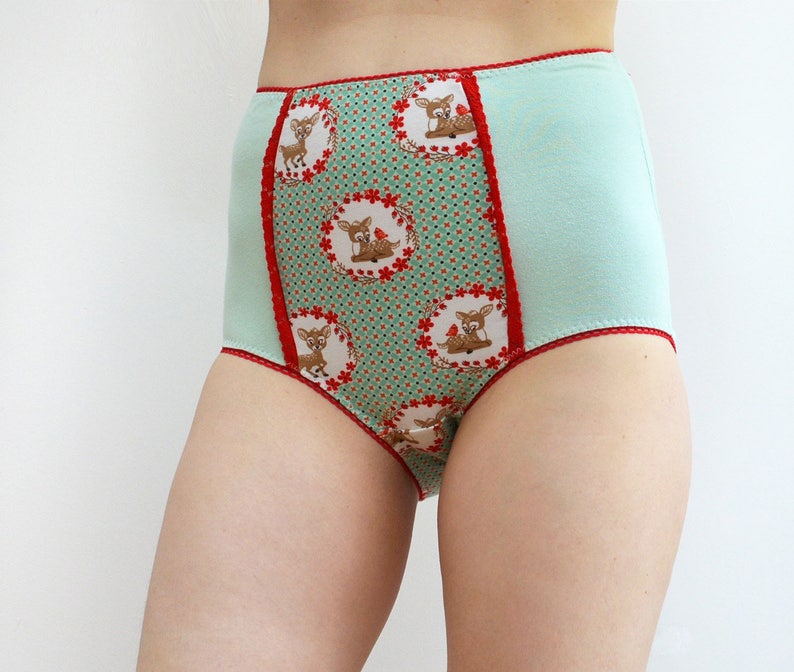Retro Panties With Deer Print in Mint Lingerie Cute | Etsy