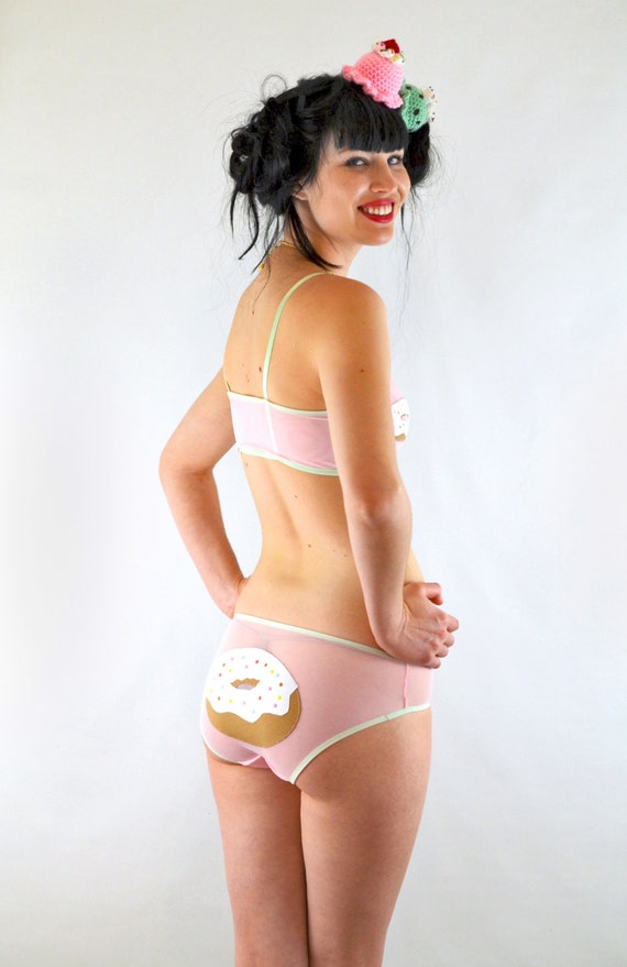 Panties See Through Sheer Lingerie With Donut on Knickers 