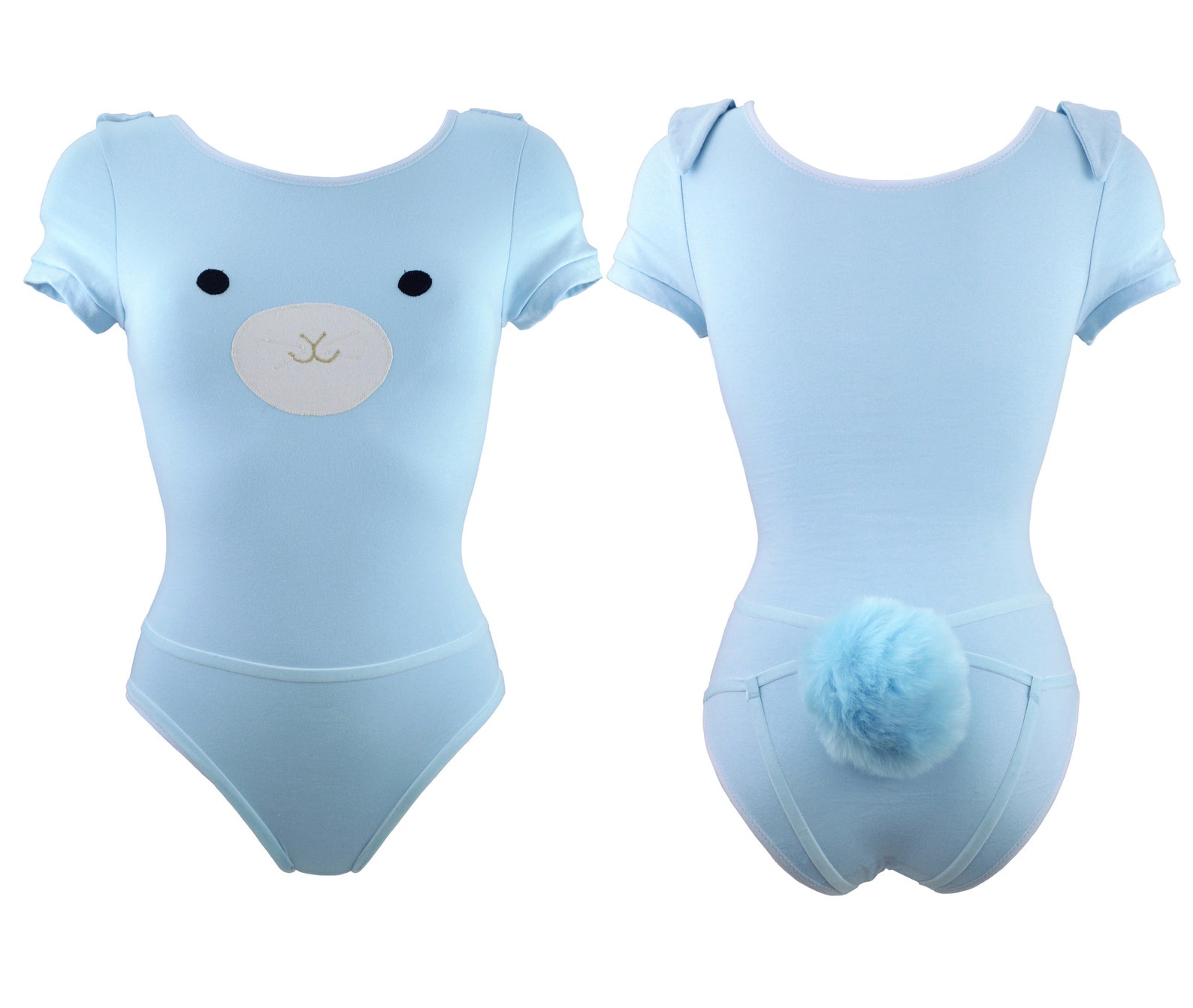 Blue Bunny Bodysuit With Detachable Harness Fluffy Tail Etsy UK