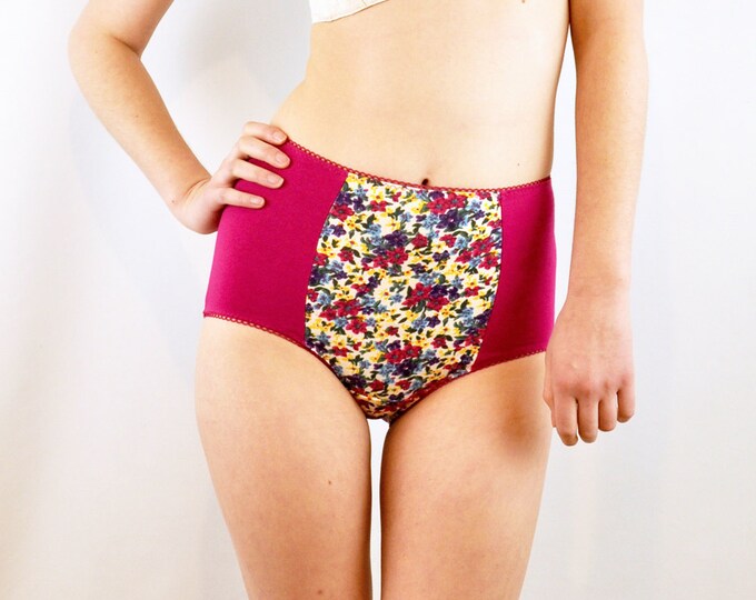 Retro Style Panties With Floral Print Lingerie Underwear Etsy