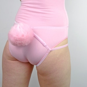 Pink Bunny Tail Lingerie Harness with Detachable Tail image 4
