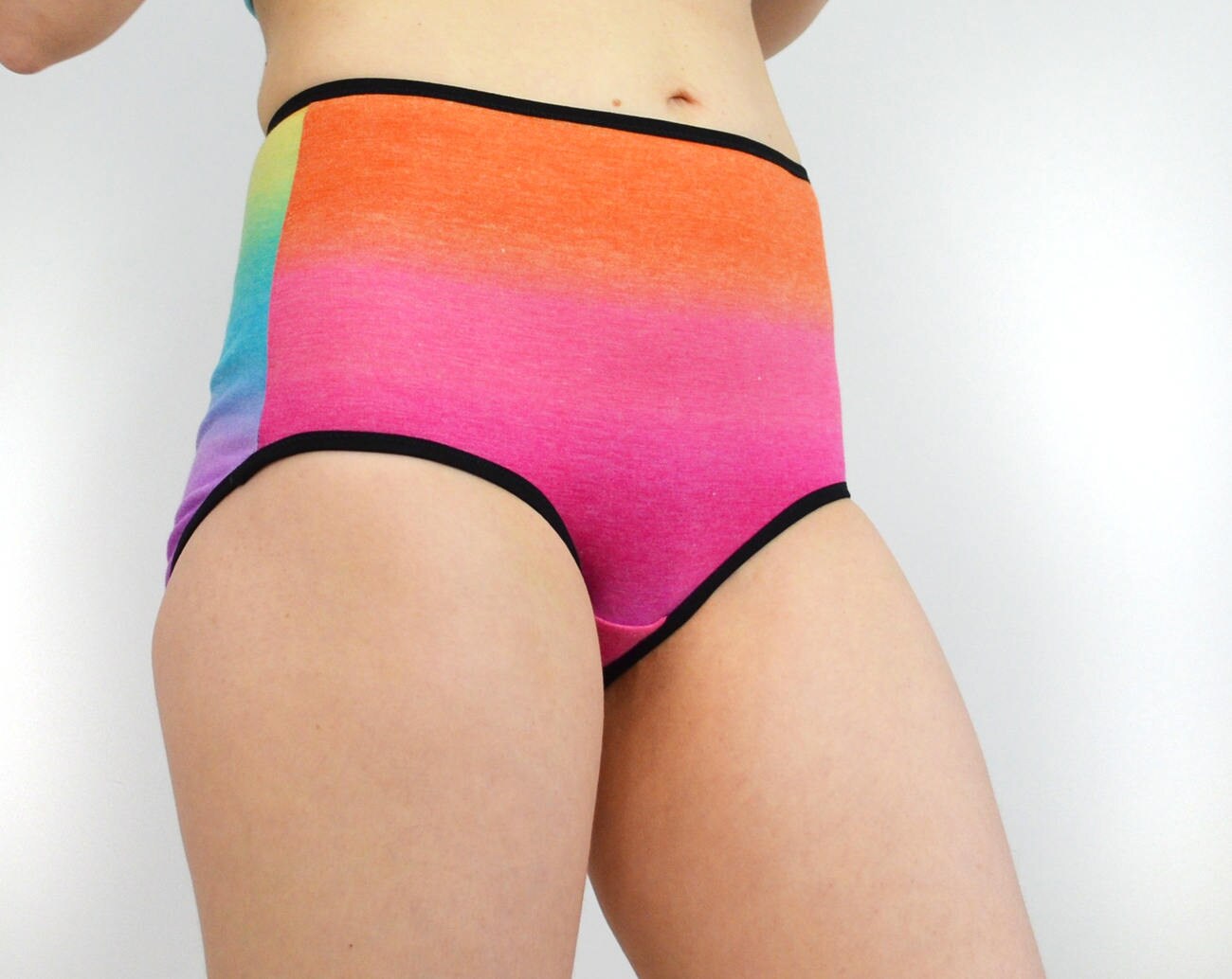 Rainbow Panties stripy high rise knickers lingerie Etsy
