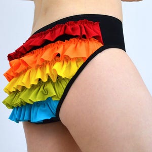 Lingerie Panties Rainbow frilly knickers on black lingerie image 1