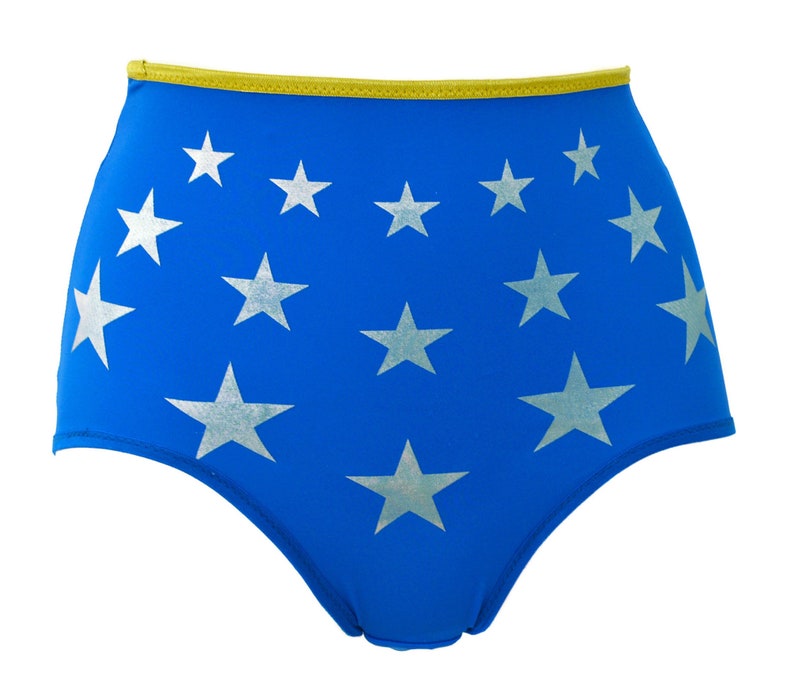 Underwear Panties Wonder Woman High Rise Blue Etsy