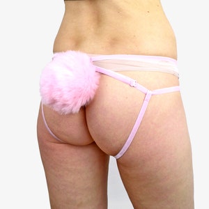 Pink Bunny Tail Lingerie Harness with Detachable Tail image 1