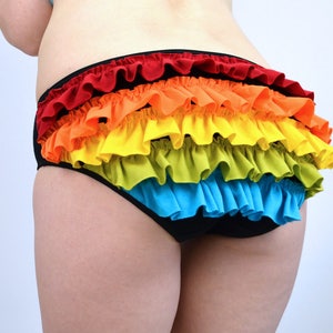 Lingerie Panties Rainbow frilly knickers on black lingerie image 3
