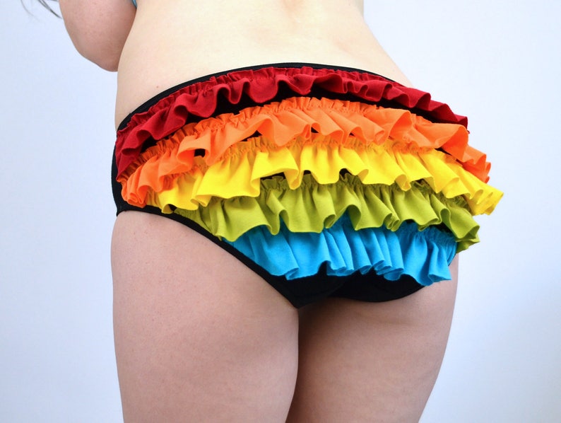 Lingerie Panties Rainbow frilly knickers on black lingerie image 3