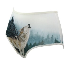 Panties with a Wolf in the Forest Landscape Lingerie Underwear image 4