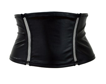 Black Waspie Corset with Lace Up Back Lingerie Cat Woman