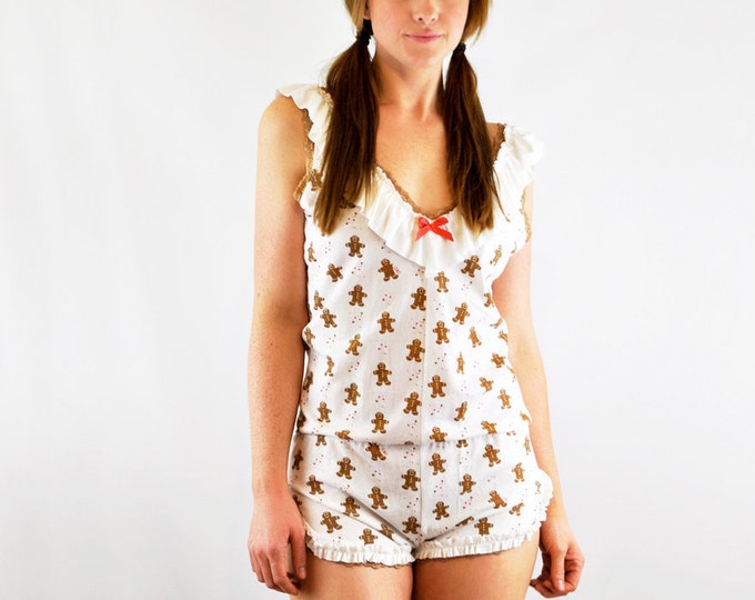 Sleepwear Romper All in One With Gingerbread Men Print and Etsy