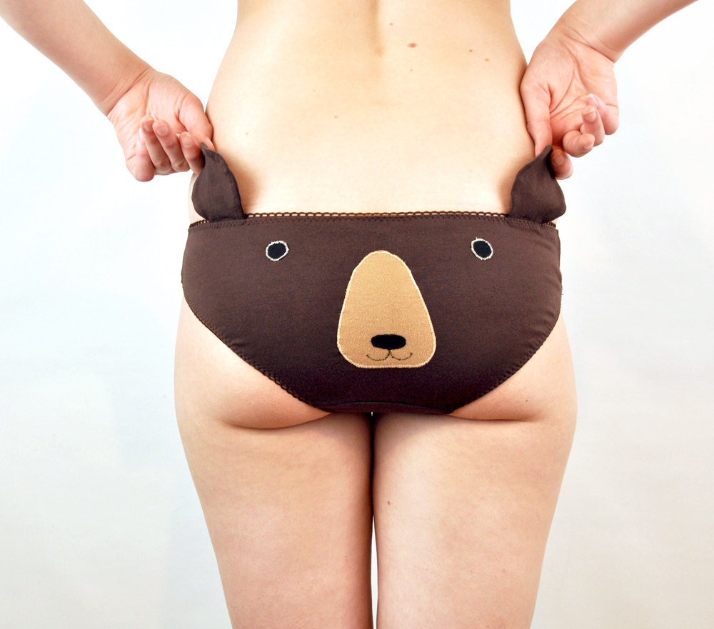 Knickers With Brown Bear Face and Ears. Lingerie Underwear -  Canada