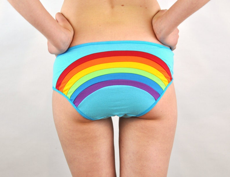 Rainbow panties with clouds and sun, Cute Underwear, unique lingerie image 3