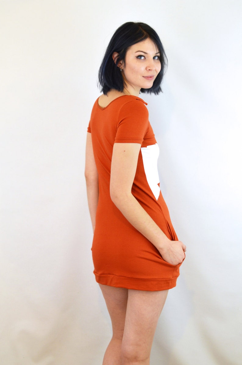 Fox Dress with Ears Cotton Jersey Mini Dress with Pockets image 3