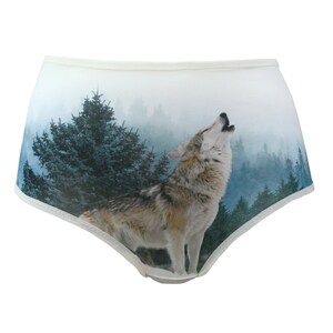 Panties with a Wolf in the Forest Landscape Lingerie Underwear image 6