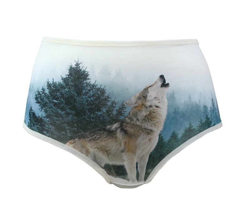 Panties with a Wolf in the Forest Landscape Lingerie Underwear image 6