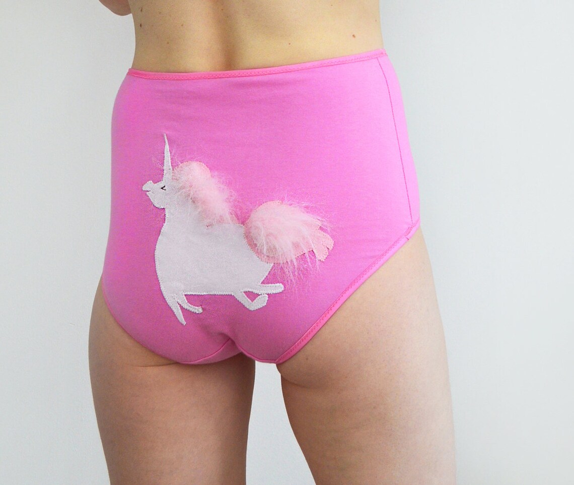 High Rise Waisted Unicorn Panties with Pink Fluffy Mane and Etsy