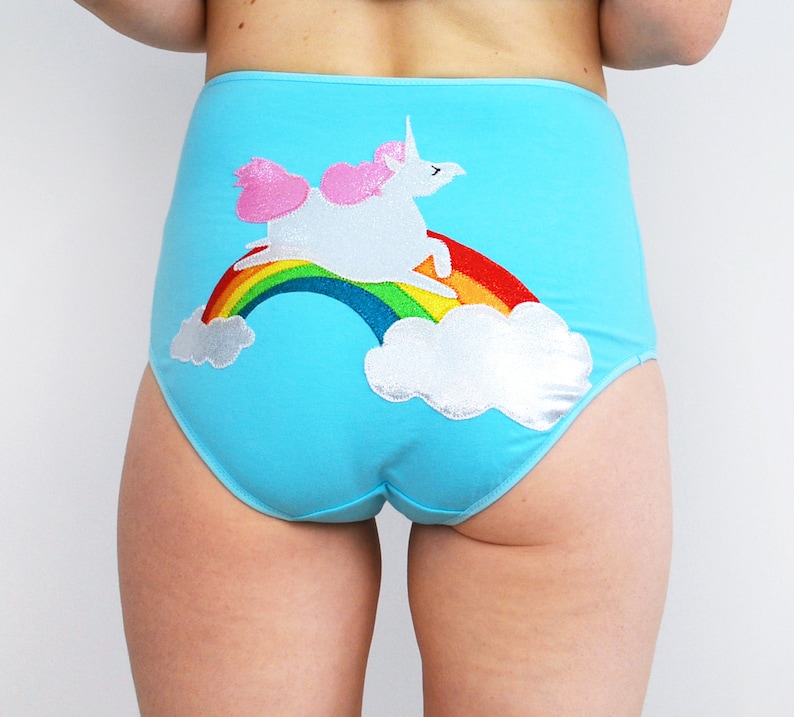 Rainbow Panties With Sparkly Unicorn High Waist Lingerie 3 Etsy