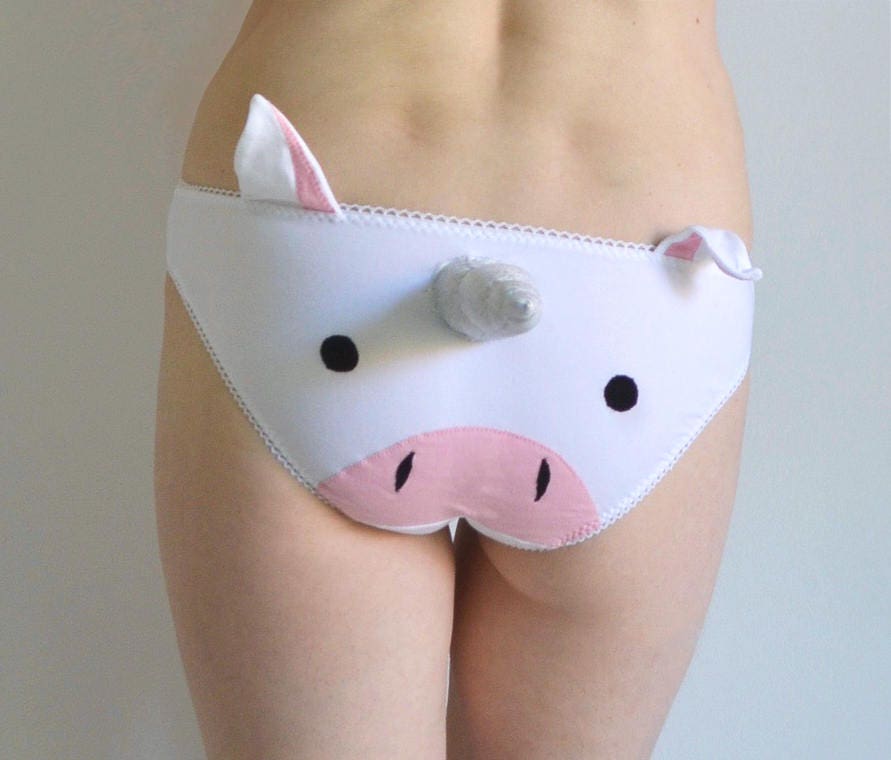 Unicorn Panties With 3D Plush Unicorn Horn Unique Underwear