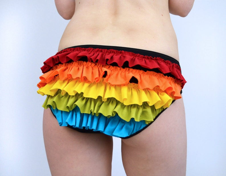 Lingerie Panties Rainbow frilly knickers on black lingerie image 2