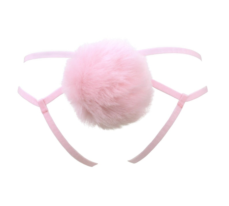 Pink Bunny Tail Lingerie Harness with Detachable Tail image 9