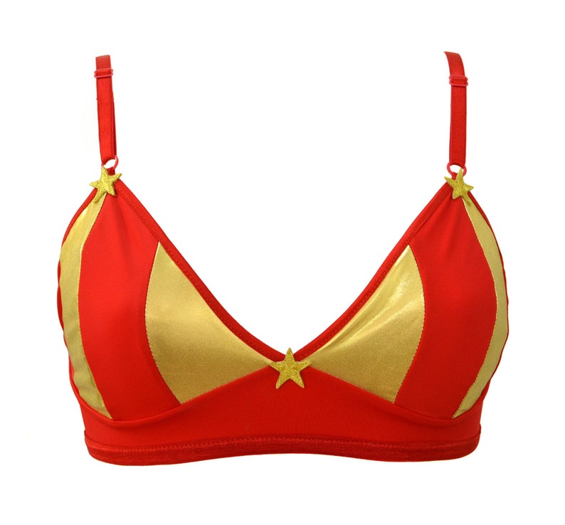 Red and Gold Bra Lingerie for Women super hero image 1
