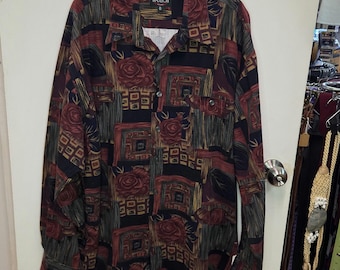 Vintage 90s Tradizioni abstract rose button down Ray style