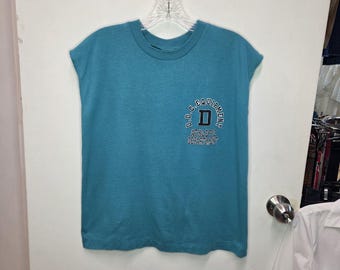 Vintage 90s Teal Graphic Crop Top Sleeveless Sportswear  1990s Duncan Dynamics Gymnastics Club Athletic Department Tank Top  Minimalist