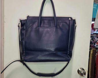 Matt & Nat Percio cruelty free vegan leather navy blue diaper bag
