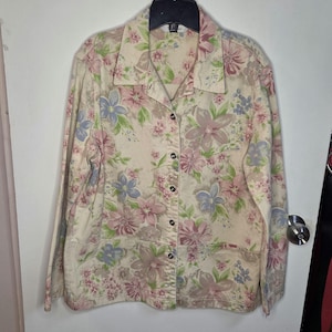 Vintage 90s TanJay floral denim chore jacket