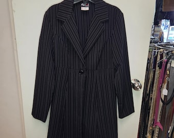 Vintage y2k Digit@1 Pink Pinstripe Fitted Blazer - Single Button Accent Suit Jacket
