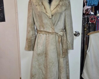 Vintage Suede Penny Lane Coat with Fur Collar – Woodstock Chic, Made Canada