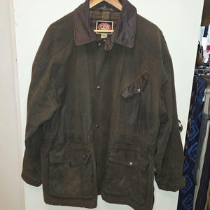 Vintage Y2k Australian Outback waxed cotton oilskin anorak style coat
