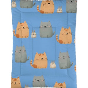 Cute Cat Pattern Comforter, Cozy Bedding for Cat Lovers, Kids&#39; Room Decor, Animal-Themed Gift, Fun Bedroom Accessories