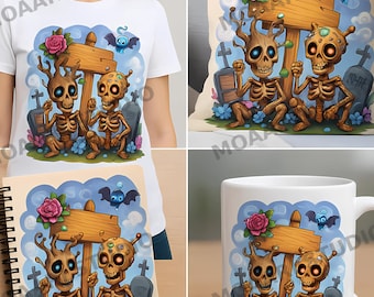 Kawaii  Skeleton PNG Bundle | Clipart (Digital Download)