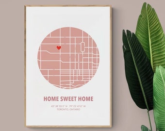 Home Sweet Home Map / Housewarming Gift / Couple Map / Gift for her / Gift for him / Personalized Map / Custom Map / Anniversary Gift