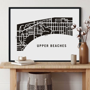 Upper Beaches Map | Modern Neighbourhood Map Print | Housewarming Gift | New Homeowner Gift Idea | Toronto Map Art | Custom Map