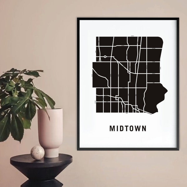 Midtown Map | Modern Neighbourhood Art Print | Toronto Housewarming Gift | Toronto City Map Art | Custom Street Map | Personalized Map