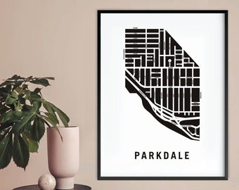 Parkdale Map | Modern Neighbourhood Art Print | Toronto Housewarming Gift | Toronto City Map Art | Custom Street Map | Personalized Map