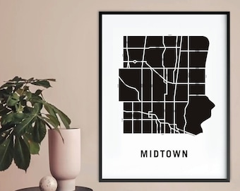 Midtown Map | Modern Neighbourhood Art Print | Toronto Housewarming Gift | Toronto City Map Art | Custom Street Map | Personalized Map