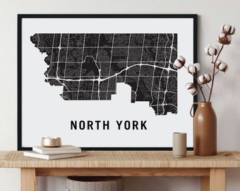 North York Map | Modern Neighbourhood Art Print | Toronto Housewarming Gift | Toronto City Map Art | Custom Street Map | Personalized Map