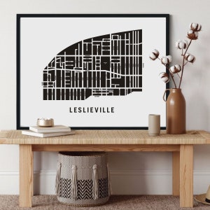 Carte de Leslieville | | d’impression d’art de quartier moderne | de cadeaux de ménage de Toronto | d’art cartographique de Toronto | de carte de rue personnalisée Carte personnalisée