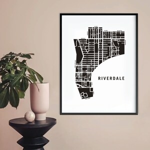 carte de Riverdale | | d’impression d’art de quartier moderne | de cadeaux de ménage de Toronto carte de la ville de Toronto | | de carte de rue personnalisée Carte personnalisée