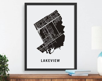 Lakeview Neighbourhood Map Print | Mississauga City Map Poster | Custom Street Map | Housewarming Gift Ideas for New Homeowners