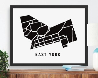 East York Map | Modern Neighbourhood Art Print | Toronto Housewarming Gift | Toronto Map Art | Custom Street Map | Personalized Map