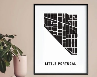 Little Portugal Neighbourhood Map Print | Toronto City Map Poster | Custom Street Map | Housewarming Gift Ideas for New Homeowners