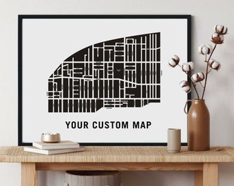 Any City Map, Custom Map Print, Personalized Map, Custom City Map, Custom Map, Custom Map Poster, Custom Street Map, Custom Map Gift