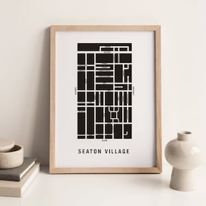 | de Seaton Village | d’art de quartier moderne | cadeau de pendaison de crémaillère à Toronto | d’art cartographique de Toronto carte de rue personnalisée | Carte personnalisée