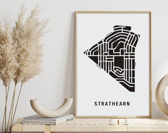 Strathearn Neighbourhood Map Print | Edmonton City Map Poster | Custom Street Map | Housewarming Gift Ideas for New Homeowners